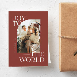 Cartão De Festividades Joy to the World Modern Type Christmas Photo