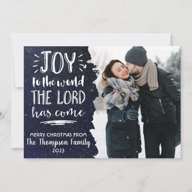 Cartão De Festividades Joy to the World Photo Christmas Card (Frente)
