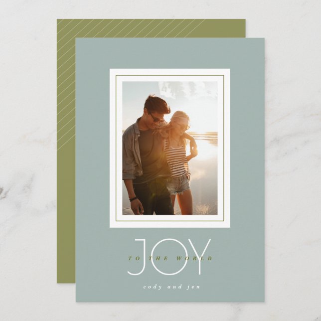 Cartão De Festividades Joy To The World Photo Holiday Card (Frente/Verso)