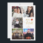 Cartão De Festividades Joy To the World Poinsettias Collage 5 Fotos<br><div class="desc">Joy To the World Poinsettias Collage 5 Photos Family Foliday Card. Sinta-se livre para mudar a cor do fundo na parte inferior para coordenar com a foto escolhida para a frente. AVISO IMPORTANTE: Esta design faz parte de uma coleção e tem outros elementos coordenados que podem encontrar na minha loja....</div>