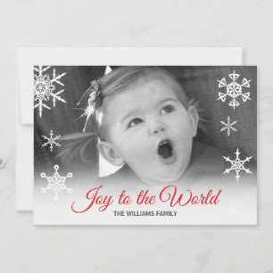 Cartão De Festividades Joy to the World Red Typografia Family Photo