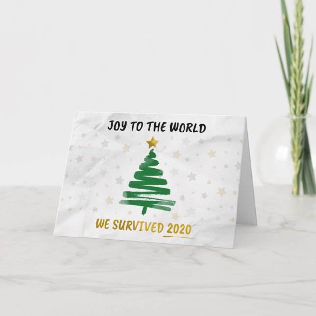 Cartão De Festividades Joy To The World Sobreviveu A 2020 Personalizada (Frente)