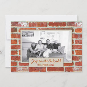 Cartão De Festividades Joy to the World Urban Red Brick Wall Photo