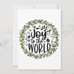 Cartão De Festividades Joy to the World Watercolor Wreath