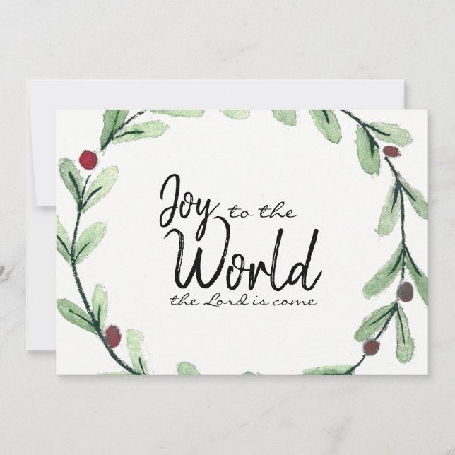 Cartão De Festividades Joy To The World Wreath Photo Christmas Card (Frente)