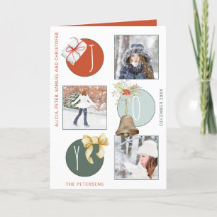Cartão De Festividades JOY Typografia Moderno Natal 4 Colagem de Fotos