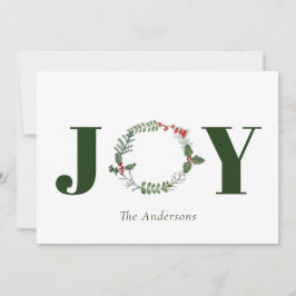 Cartão De Festividades Joy Watercolor Wreath Natal Holiday