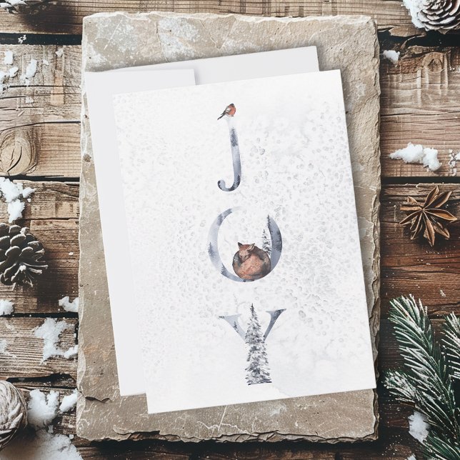 Cartão De Festividades Joy Winter Woodland Feriado de Natal Animal (Criador carregado)