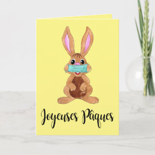 Cartão De Festividades Joyeuses Pâques Páscoa francês Rosto mascarado 