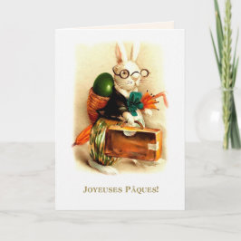 Cartão De Festividades Joyeuses Pâques. Placa de páscoa em francês