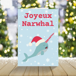 Cartão De Festividades Joyeux Narwhale pun Feliz Natal Natal C