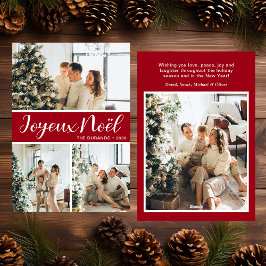 Cartão De Festividades Joyeux Noel 4 Photo Flat Holiday Card