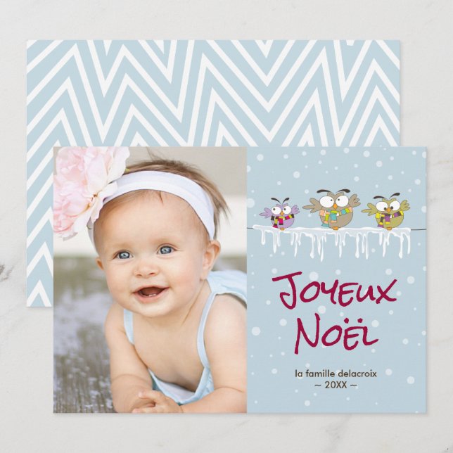 Cartão De Festividades Joyeux Noël carte de photode vacances (Frente/Verso)