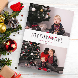 Cartão De Festividades Joyeux Noël - Foto personalizada de efeito de cort