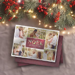 Cartão De Festividades Joyeux Noel French Modern Christmas Photo Collage<br><div class="desc">O Elegante Cartão Simples de Saudação de Natal apresenta 6 das Suas Fotos Pessoais,  e o Texto da Tipografia do Joyeux NOEL com Flores de Poinsettia no Fundo da Glitter Vermelha. Personalize com sua foto e texto!</div>
