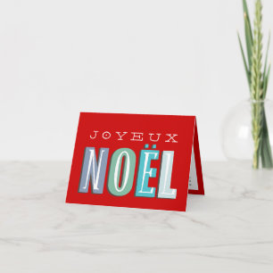 Cartão De Festividades Joyeux Noel funky blue red chic christmas holiday