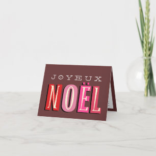 Cartão De Festividades Joyeux Noel funky rosa vermelho natal