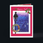 Cartão De Festividades Joyeux Noel ilustra Paris<br><div class="desc">cartão postal de paris,  joyeux noel,  feliz saudações de natal em francês,  encantem seus entes queridos com miras encantadoras de paris com layout de álbum,  pintura original e foto digital de judithchengart</div>