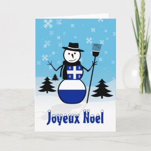 Cartão De Festividades Joyeux Noel Merry Christmas Canada Snowman Quebec