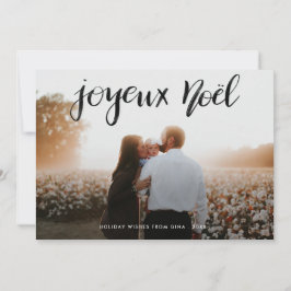 Cartão De Festividades Joyeux Noel Minimalist Typoografia Foto de Natal