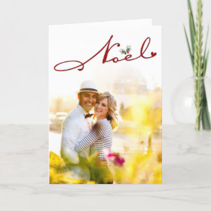 Cartão De Festividades Joyeux Noel Mistletoe Holiday Greetings Photo Card