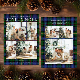 Cartão De Festividades Joyeux Noel Multi Photo Green Plaid Holiday Card