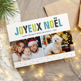 Cartão De Festividades "Joyeux Noel" Negrito e Natal Colorido