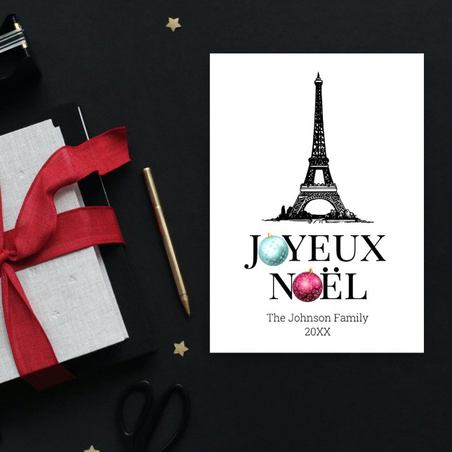 Cartão De Festividades Joyeux Noel Paris Eiffel Torre Natal (Criador carregado)