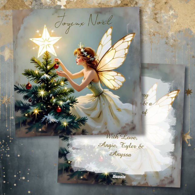 Cartão De Festividades Joyeux Noël | Pretty Fairy Personalized Christmas (Criador carregado)
