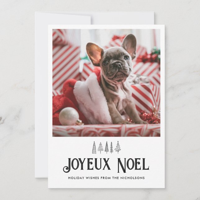 Cartão De Festividades Joyeux Noel Typografia Fora de Natal Pet (Frente)