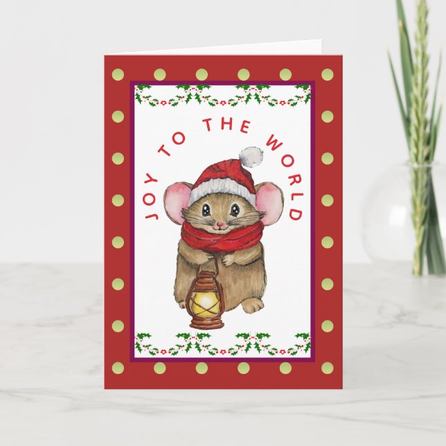 Cartão De Festividades Joyful Christmas mouse greeting card (Frente)