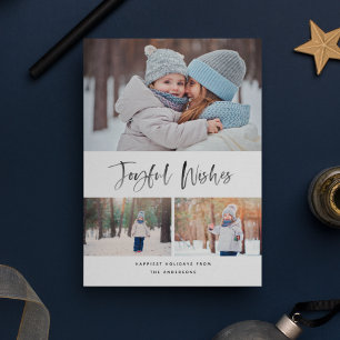 Cartão De Festividades Joyful Deseja o Natal do Script de Pincel Moderno