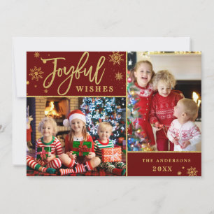 Cartão De Festividades Joyful Dourado Frame Moderno Script 2 PHOTO Sauda