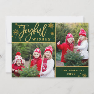 Cartão De Festividades Joyful Dourado Frame Moderno Script 2 PHOTO Sauda