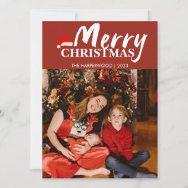 Cartão De Festividades Joyful Elegant moderna, uma foto de Natal