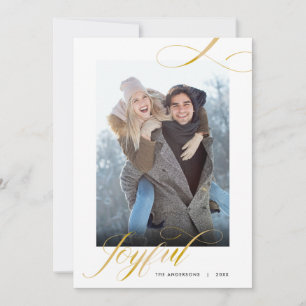 Cartão De Festividades Joyful Elegant Script 2 Fotografias Natal