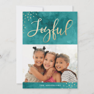 Cartão De Festividades Joyful Gold   Holiday Photo Card