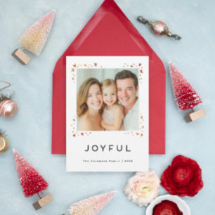 Cartão De Festividades Joyful Modern Hearts and Snowflakes Holiday Design