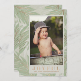 Cartão De Festividades Joyful on Green Leaves Foto de Natal