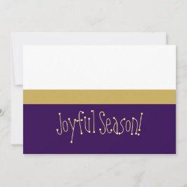 Cartão De Festividades Joyful Season! Bloco de Cor Branca Roxo Moderno