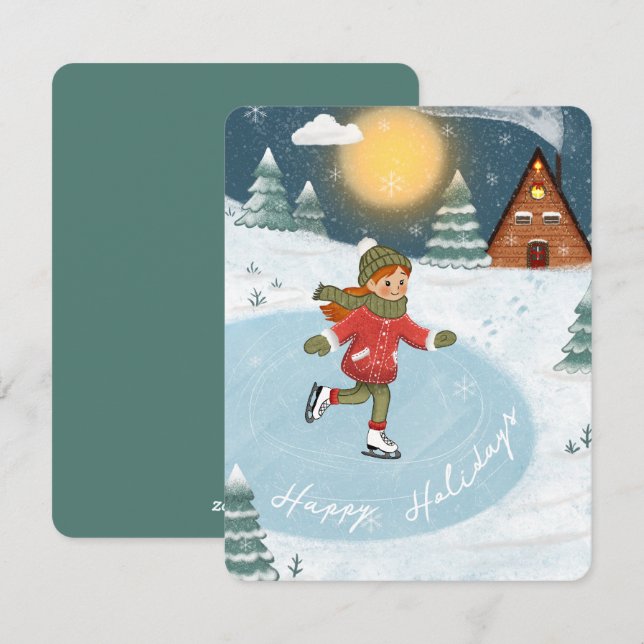 Cartão De Festividades "Joyful skater" (Frente/Verso)