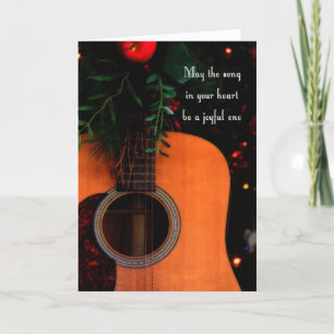 Cartão De Festividades Joyful Song Acoustic Guitar Christmas Card