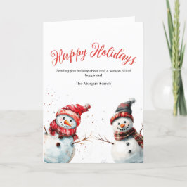 Cartão De Festividades Joyful Watercolor Snowman Natal