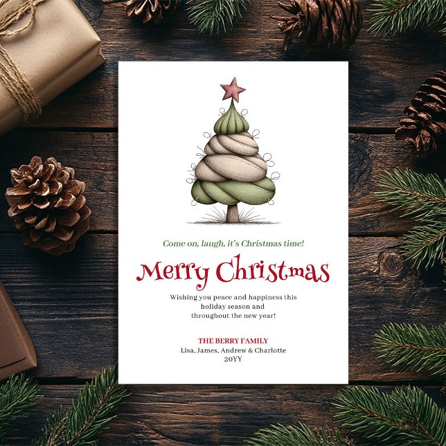 Cartão De Festividades Joyful Whimsical Christmas Tree Minimalist Card (Joyful Whimsical Christmas Tree Minimalist Card)