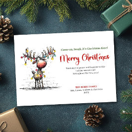 Cartão De Festividades Joyful Whimsical Reindeer Christmas Greeting