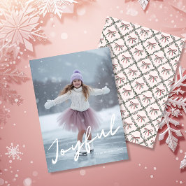 Cartão De Festividades Joyful Winter Modern Script Christmas Photo
