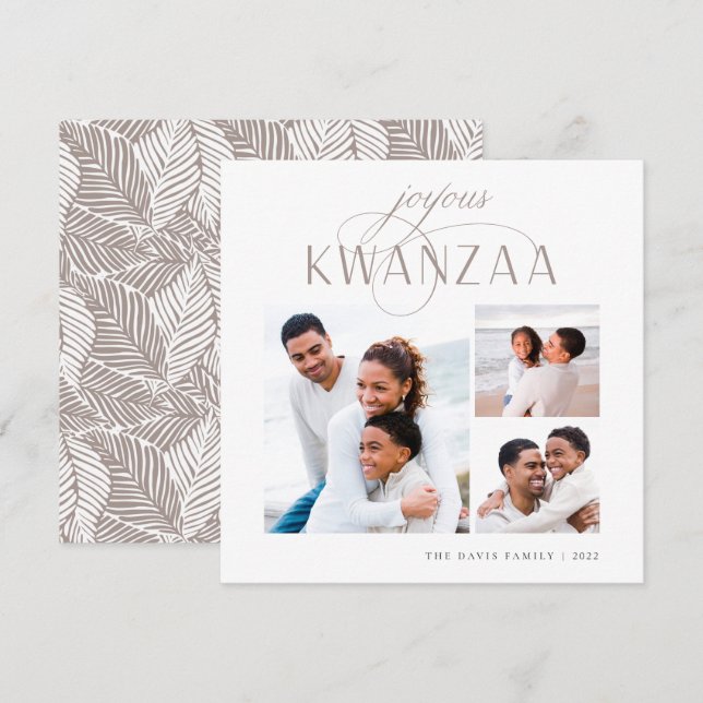 Cartão De Festividades Joyous Flourish | 3 Colagem de Fotos Kwanzaa (Frente/Verso)