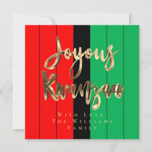 Cartão De Festividades Joyous Kwanzaa Elegante Script Vermelho Preto Verd