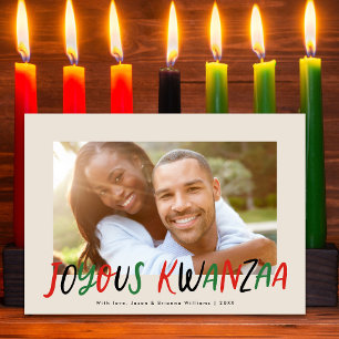 Cartão De Festividades Joyous Kwanzaa Modern - Foto com Letra Escrita