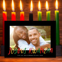Cartão De Festividades Joyous Kwanzaa Modern - Foto com Letra Escrita